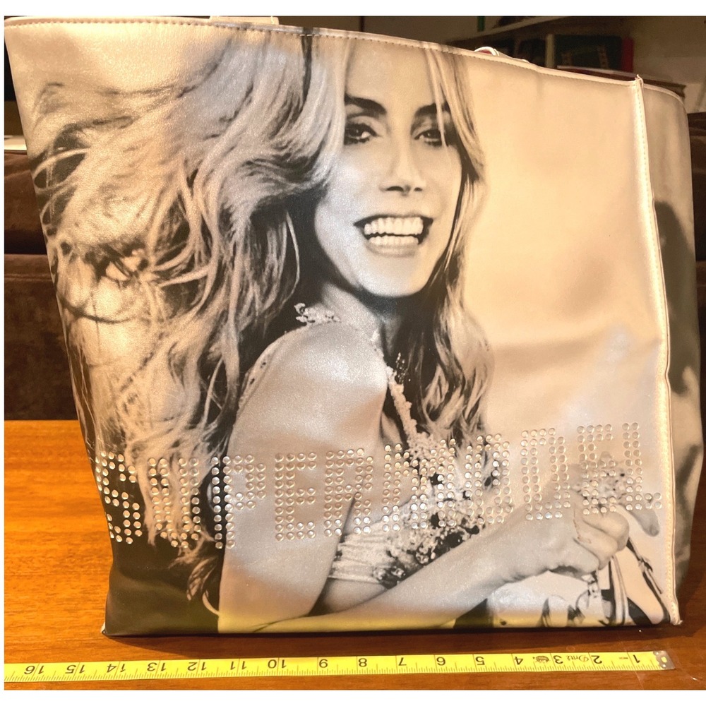 Victoria Secret Tote Bag Supermodel Heidi Klum Large Silver - Picture 8 of 8